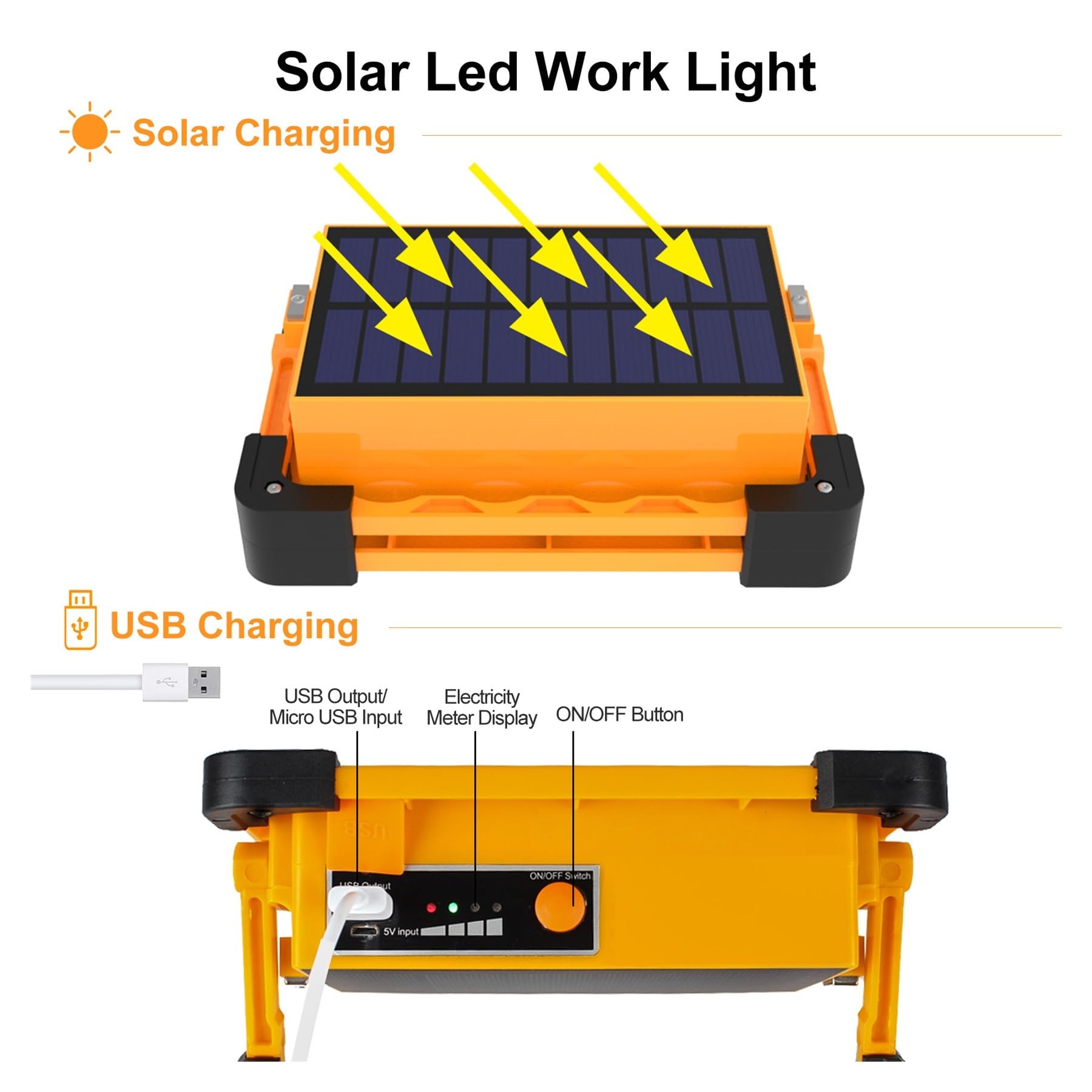 80W 10000mAh Lampada Da Lavoro Portatile Solare USB + Ricarica Solare Lampada Da Campeggio Solare Super Bright Led Spotlight Portatile Torcia A LED