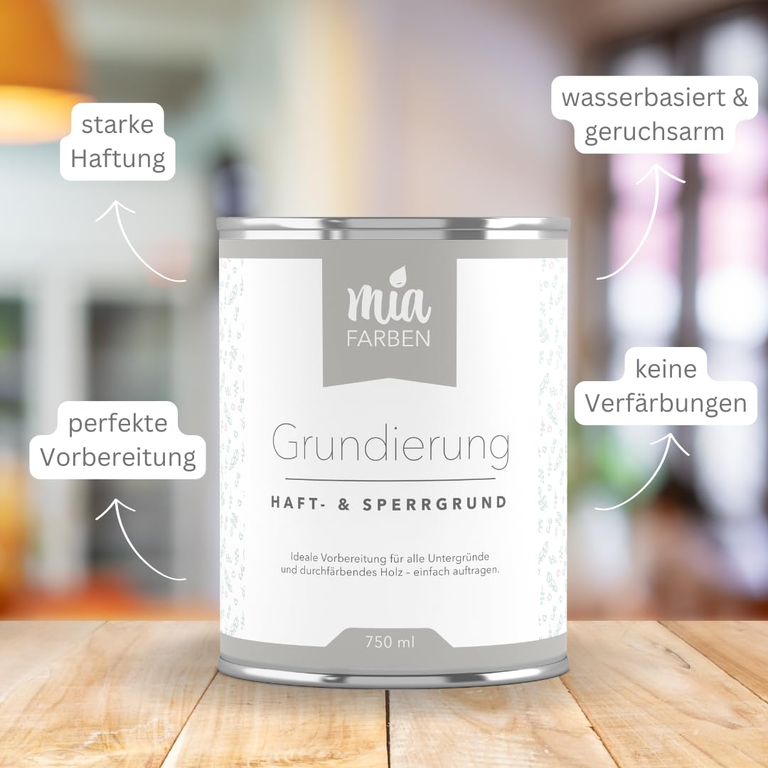 Grundierung – Haft- und Sperrgrund für Holz & mehr – ideale Vorbereitung für Kreidefarbe & Lack – weiß, wasserbasiert, isolierend (750ml)
