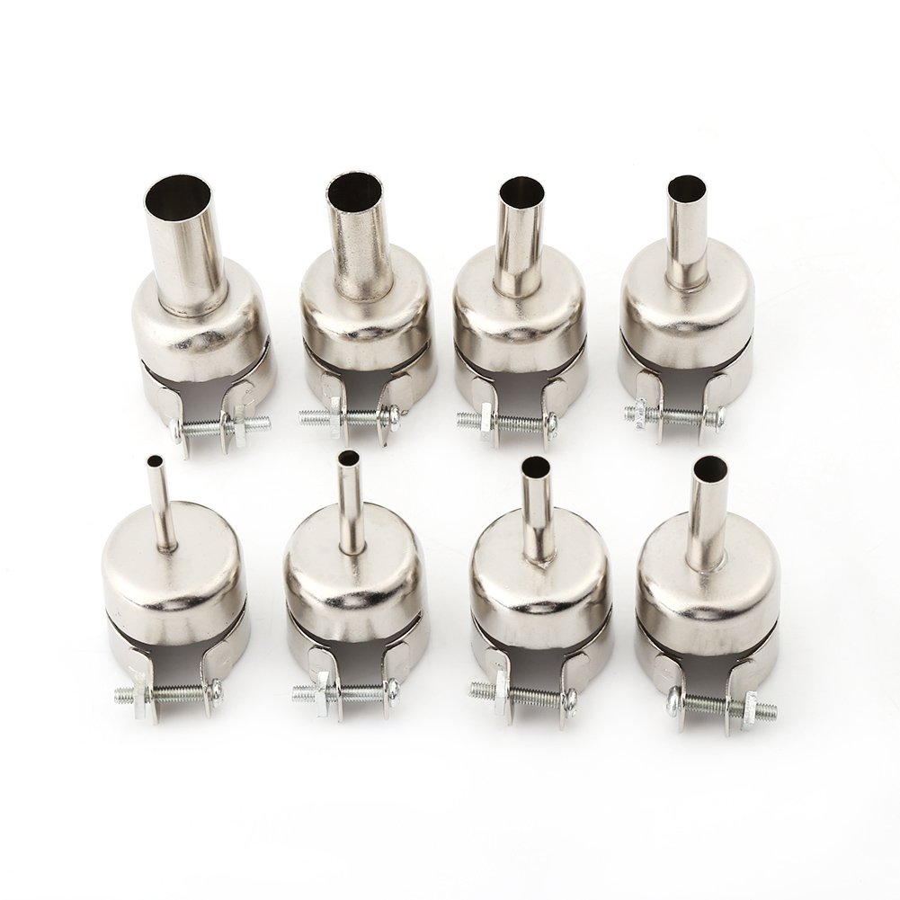 8 ugelli per pistola termica, ugelli per saldatura pistola ad aria calda in acciaio inossidabile da 3-12 mm con vite di serraggio per stazione di saldatura 850/850A/852/852D/852D+/950