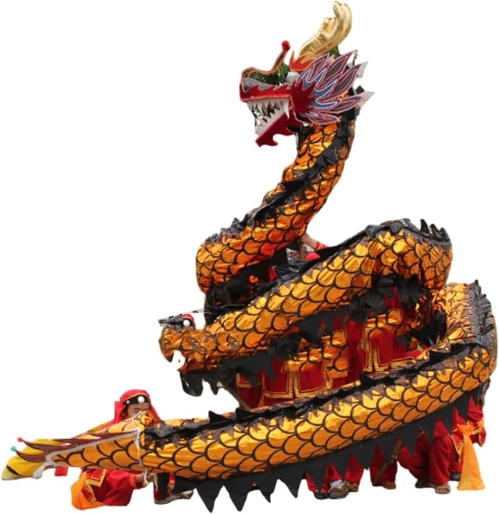 Drago Cinese per Feste 18 M/59 Piedi Dragon Dance Performance Panno di Raso Drago Seta Plastica Entertainment Feste Cinesi in Italia(Black)