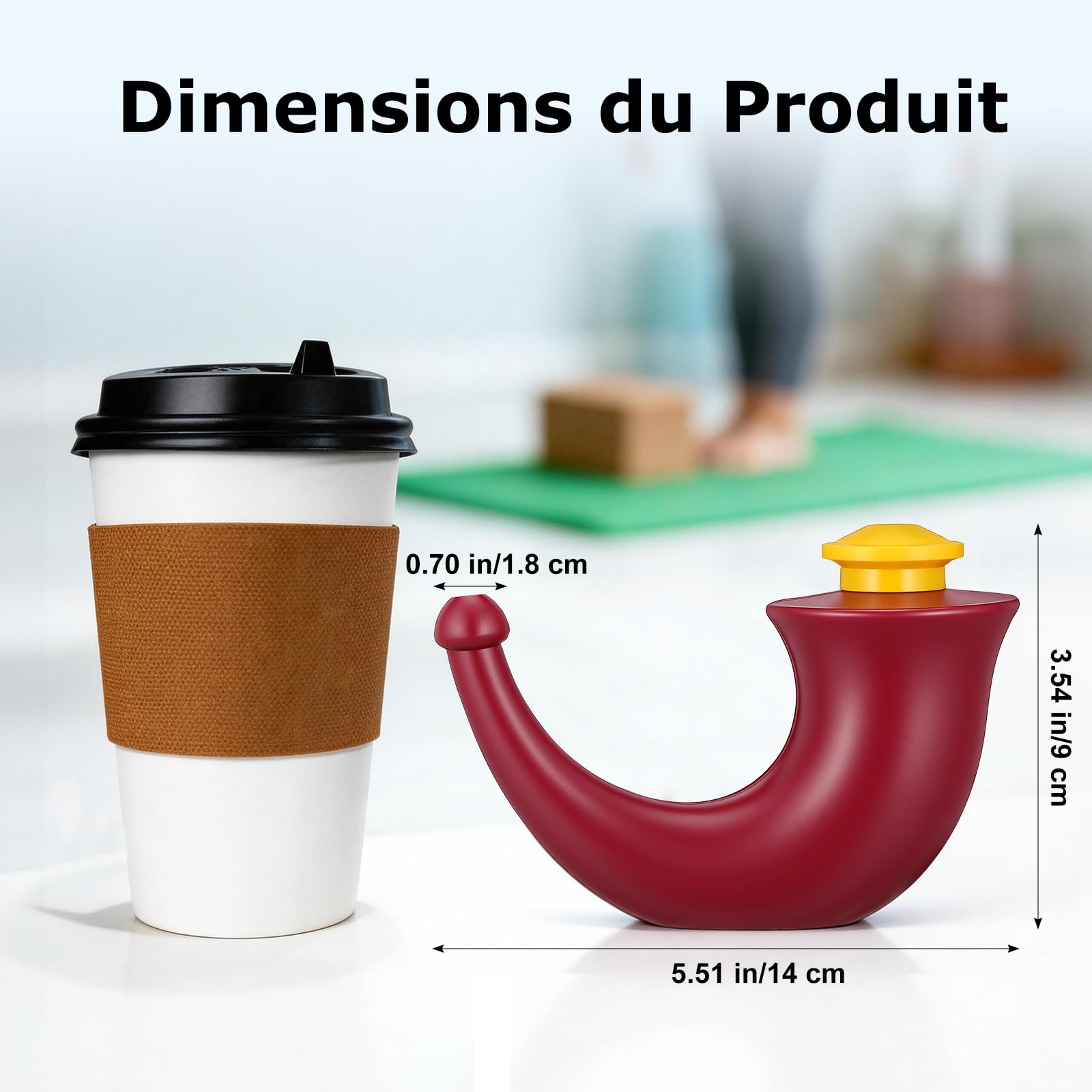 GLEAVI Douche Nasale Douce par Gravité, Pot de Lavage Nez avec Embout Confortable, Rinçage Nasal Quotidien Sans BPA, Facile à Nettoyer pour Hygiène & Yoga, Rouge