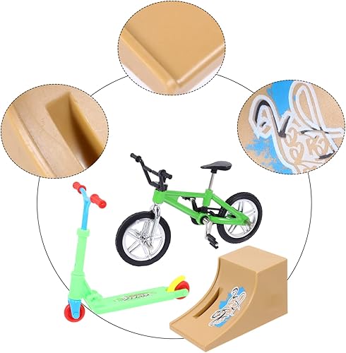 Miniatura 4 de Unomor 1 Set Finger Bike Mini Skateboard Kids Educational Toys Skateboards for Kids Fingerboard Mini Ramp Finger Scooter Toy Finger Bicycles