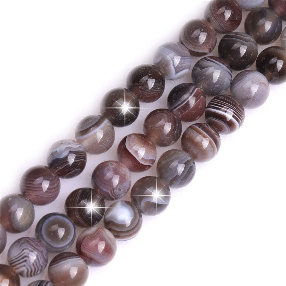 GEM-Inside 12mm Natural Onyx Botswana Agate Stone Round Semi Precious Chakras Big Hole Beads for Jewelry Making DIY Handmade Craft Supplies 15"