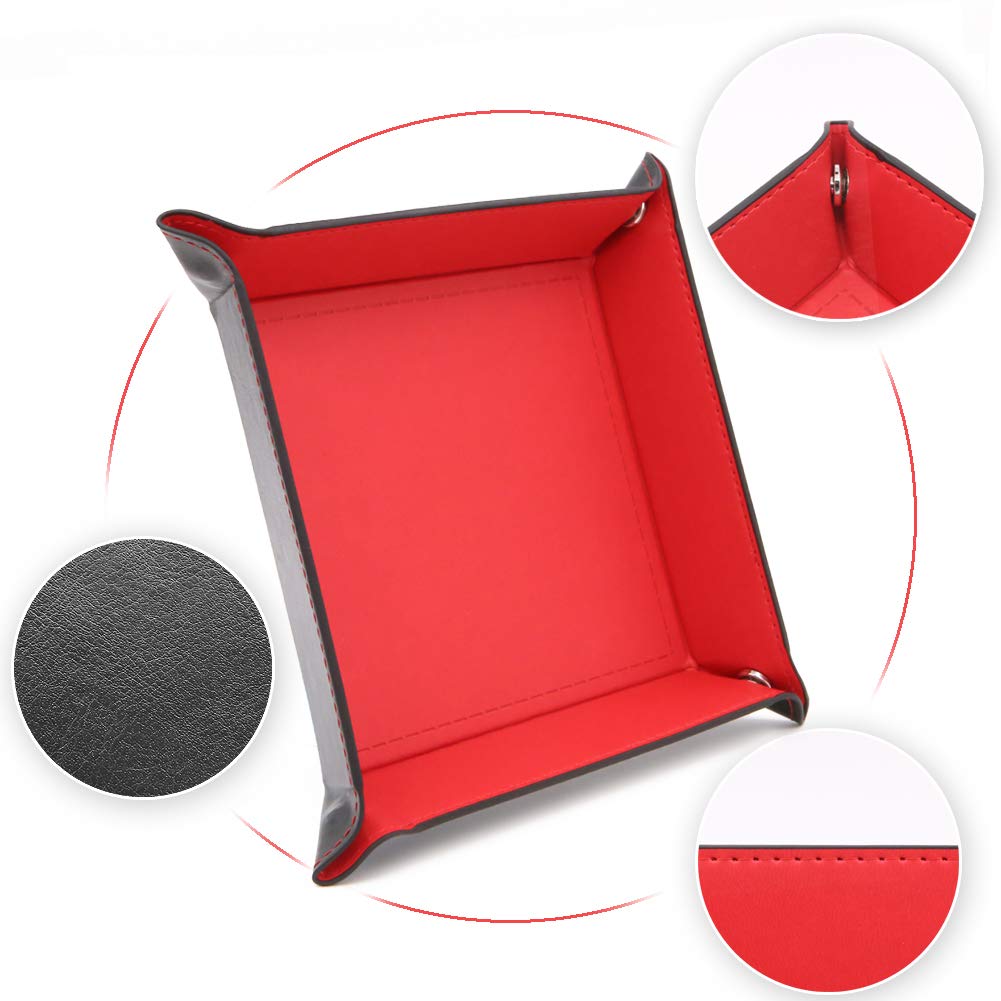 Plateau à Dés Portable En Cuir PU – Vert – Pour D&D, Pathfinder, Jeux De Rôle, Rangement Téléphone/clés – 17,5 Cm