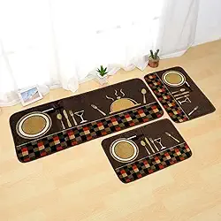 Jogo Passadeira E Tapetes De Cozinha 3 Peças Kitchen Antiderrapante (Estampa 03)