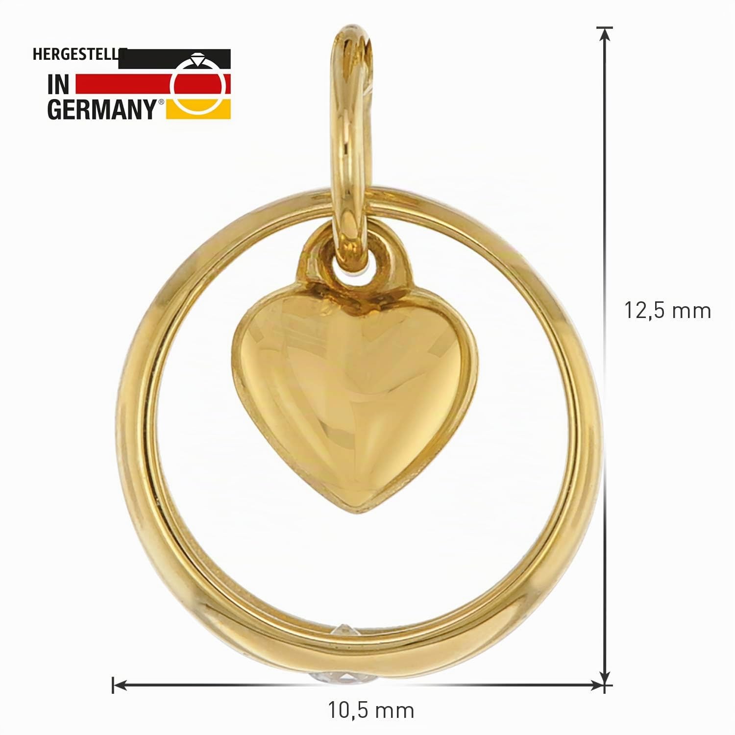 trendor Taufring mit Zirkonia und Herzchen Gold 585 / 14K 75431