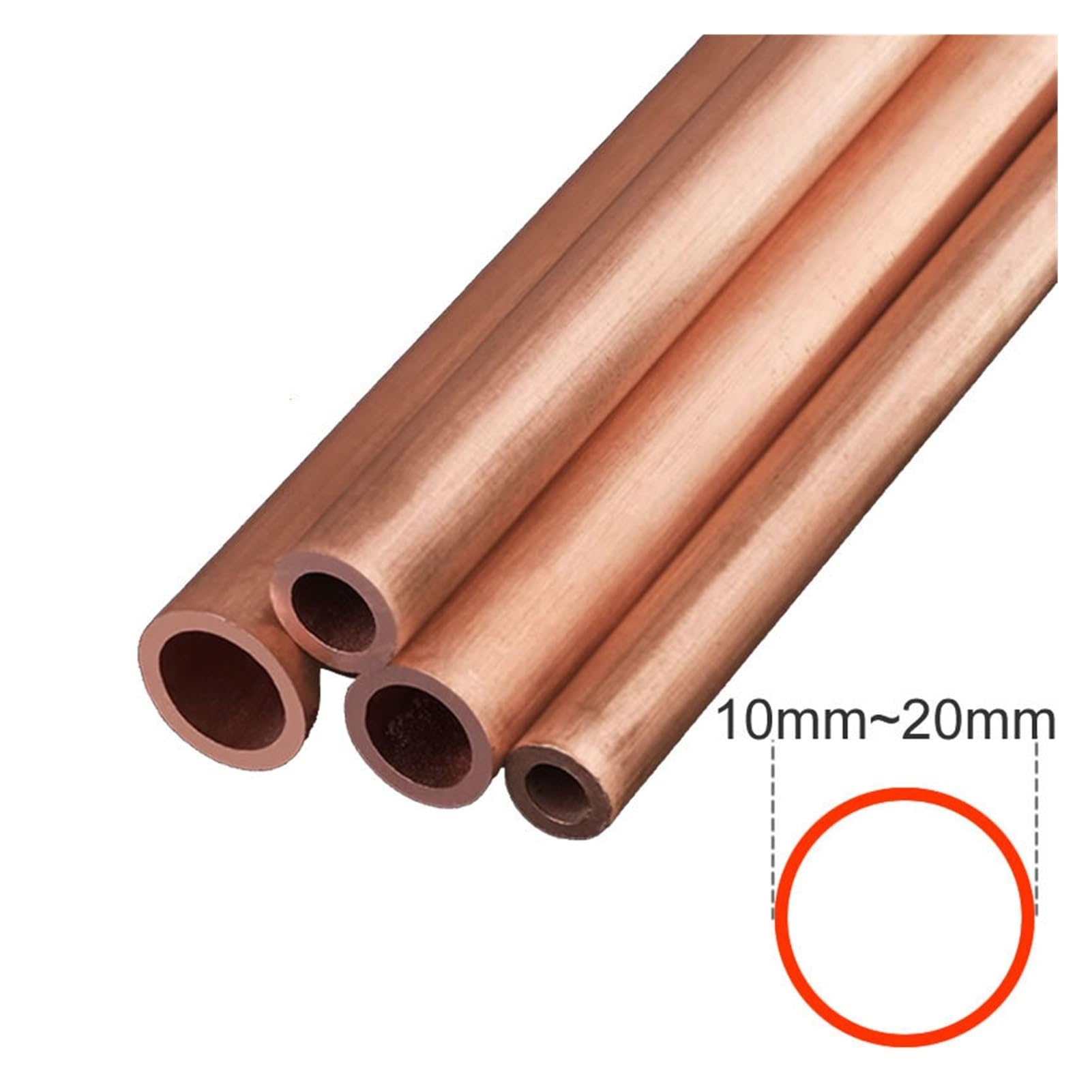 Tubo capilar de cobre T2 hueco HVAC Fontanería | Transferencia de fluidos, inox, industria, fontanería, versátil(500mm,16x3mm)