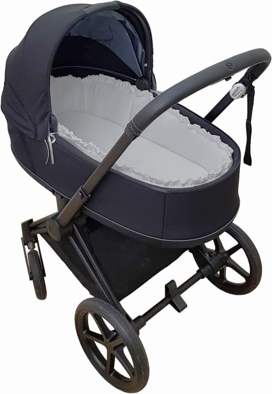 Housse De Nacelle Rembourrée Pour Cybex Priam - En Coton Bio Gris - Lavable, Confortable - Fabriquée Main En Espagne
