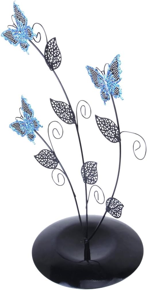 Blue Butterfly Tree Leave Shape Jewelry Stand Earring Holder Organizer Display Rack