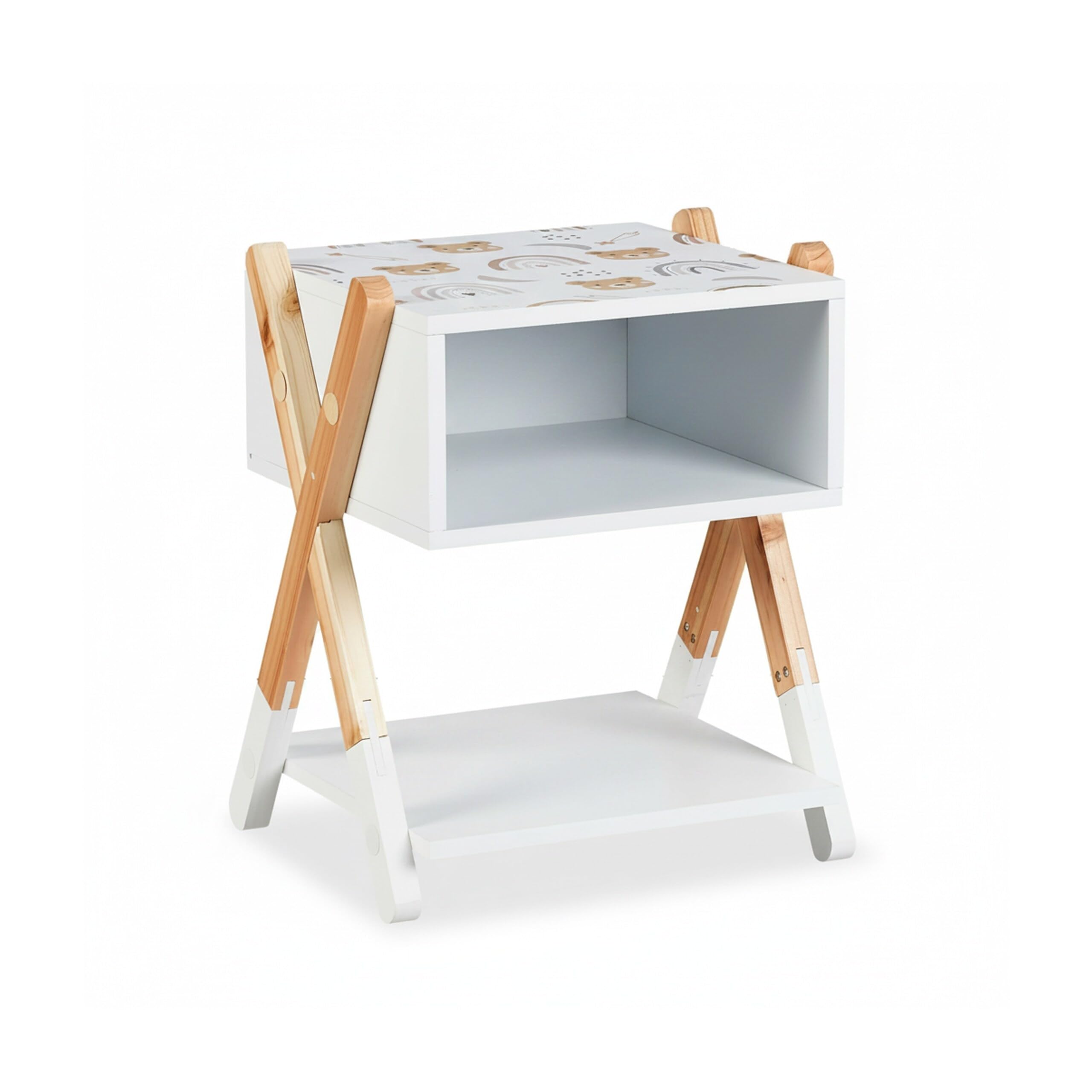 Relaxdays Table de Chevet, pour Votre Bout de Chou, Bois de pin et MDF, H x L x P : 42 x 34 x 30 cm, Multicolore