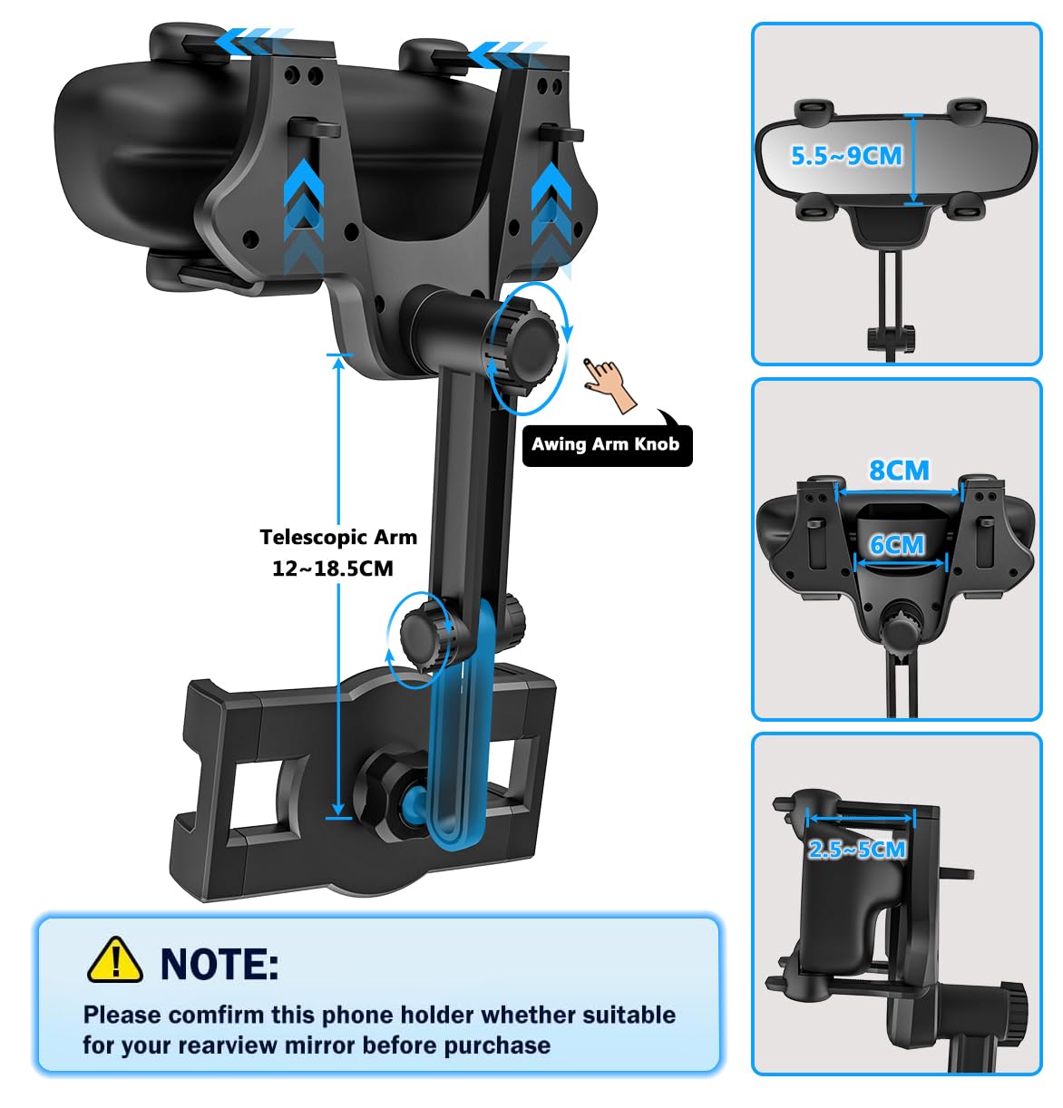 Support Téléphone Voiture Rétroviseur - Pour Oukitel WP18