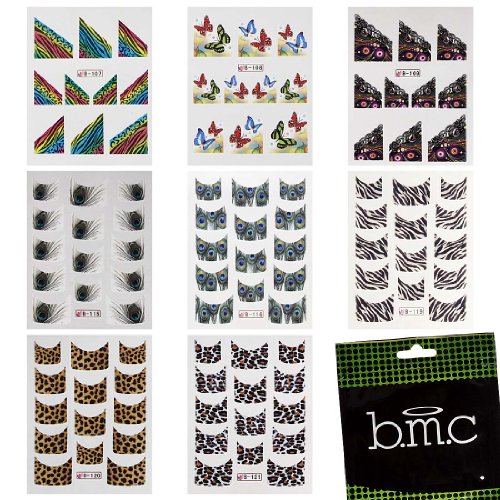 BMC 8 Sheet Temporary Nail Art Tattoo Effects Hydroplaning Water Transfer Stickers Decals Set - Fashion Beasts