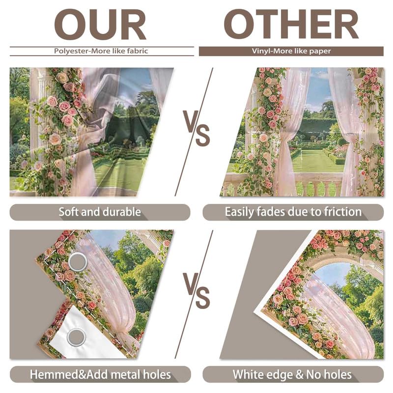Luminora 2,1 x 1,5 m Rustykalne Róża Ogród Wiosna Tło Taras Kwitnący Z Trawnikiem I Naturalną Scenerią Portret Party Dziewczyny Akcesoria Banner Zdjęcia Dekoracyjne