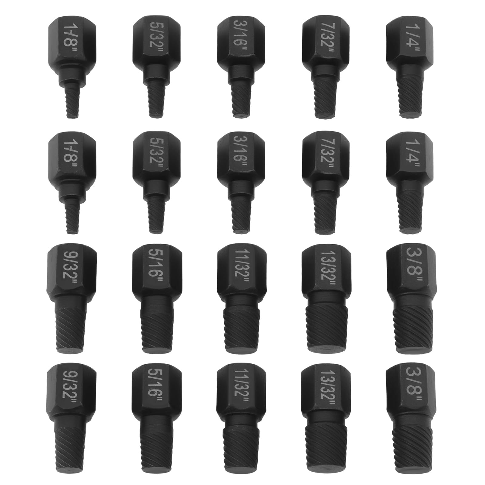 Be In Your Mind 20pcs Screw Extractor Set Alloy Steel Multi-Spline Stripped for Removing Screw with Stripped Head(Black)