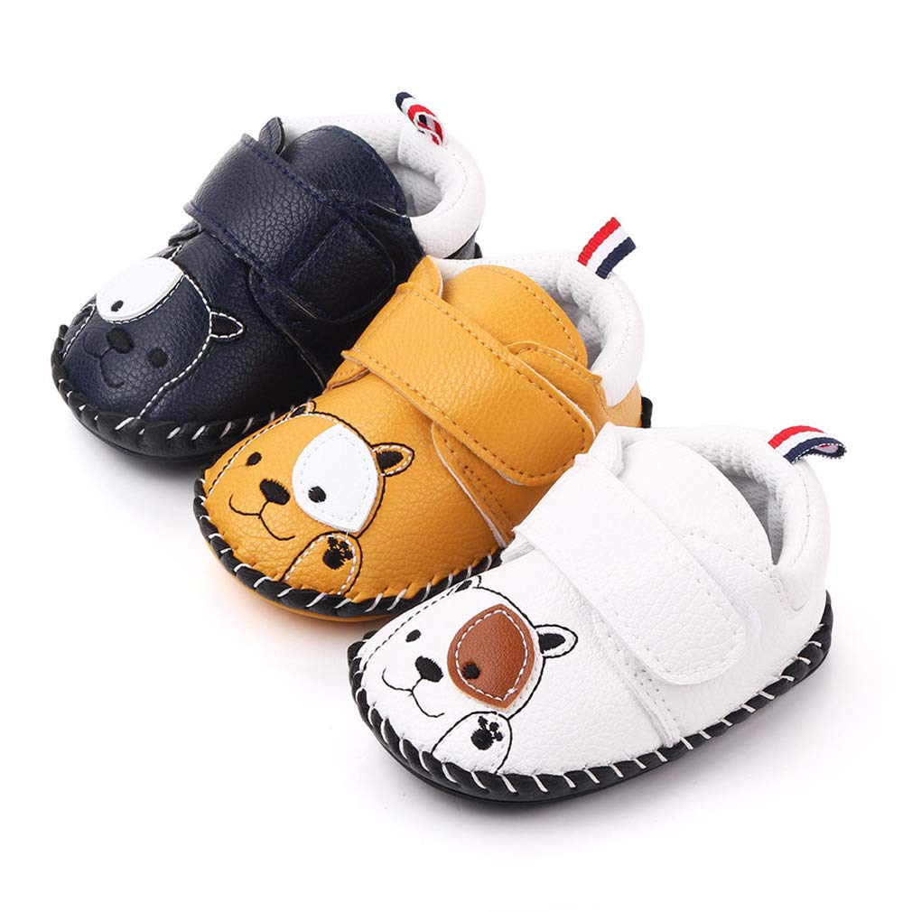 Baby Boys Girls Pu Leather Hard Bottom Walking Shoes Toddler Rubber