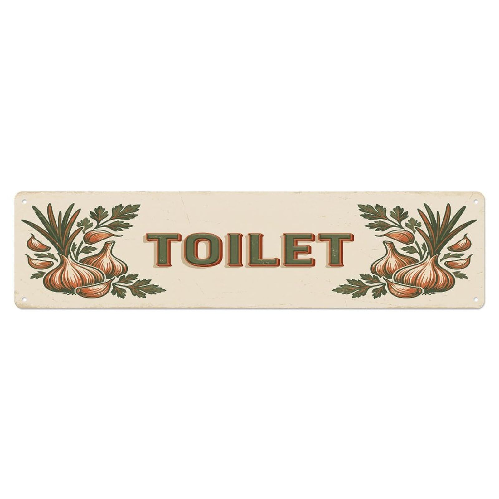 Cmhok Vintage Style Toilet Signage Garlic Vintage Metal Tin Sign Wall Decor For Cafe, Club, Garden Metal Poster 4X16inch