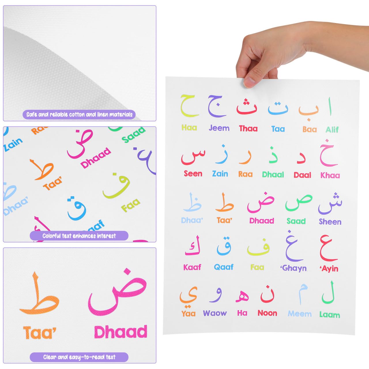ARTIBETTER Arabisches Alphabet, Wanddekoration, arabische Zahlen, Poster, Leinwand, Gemälde, pädagogische Poster, Kinder, Lernwanddiagramm, Spielzimmer, Schlafzimmer, Dekoration