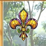 Louisiana Fleur De Lis Acrylic Suncatcher, Mardi Gras Fleur de Lis, Louisiana State Hanging Sign, Mardi Gras Home Decor, Window Sun Catcher