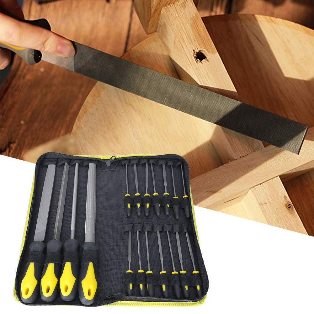 Set di lime in acciaio ad alto tenore di carbonio, 18 pezzi, per legno, metallo, vetro e ceramica - Include 4 lime piatte, triangolari, semicircolari e rotonde di grandi