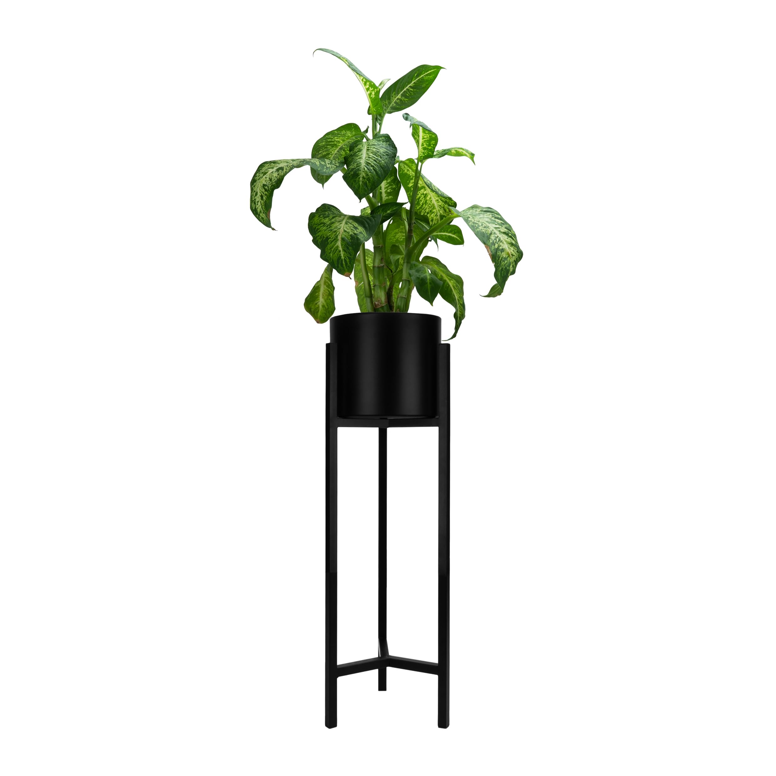 QUVIO Soporte para plantas con maceta, macetero de pie, soporte alto para plantas interior exterior, Decoración del hogar, soporte de flores mediano, taburete de flores de metal - 22x22x75 cm