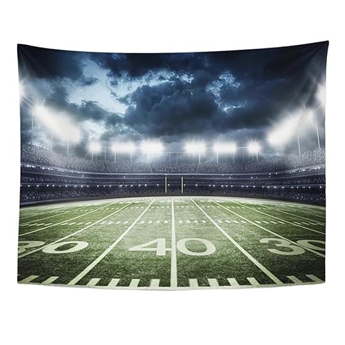 Emvency Tapestry Stadium Football Stadium Field Light Night Football Turf