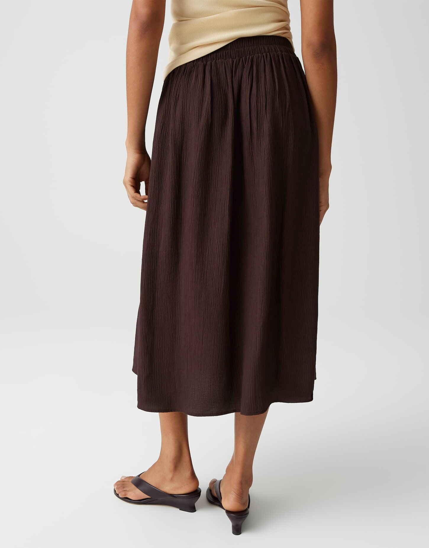 OPUS Damen Midirock | Midirock mit bewegter Crinkle Struktur