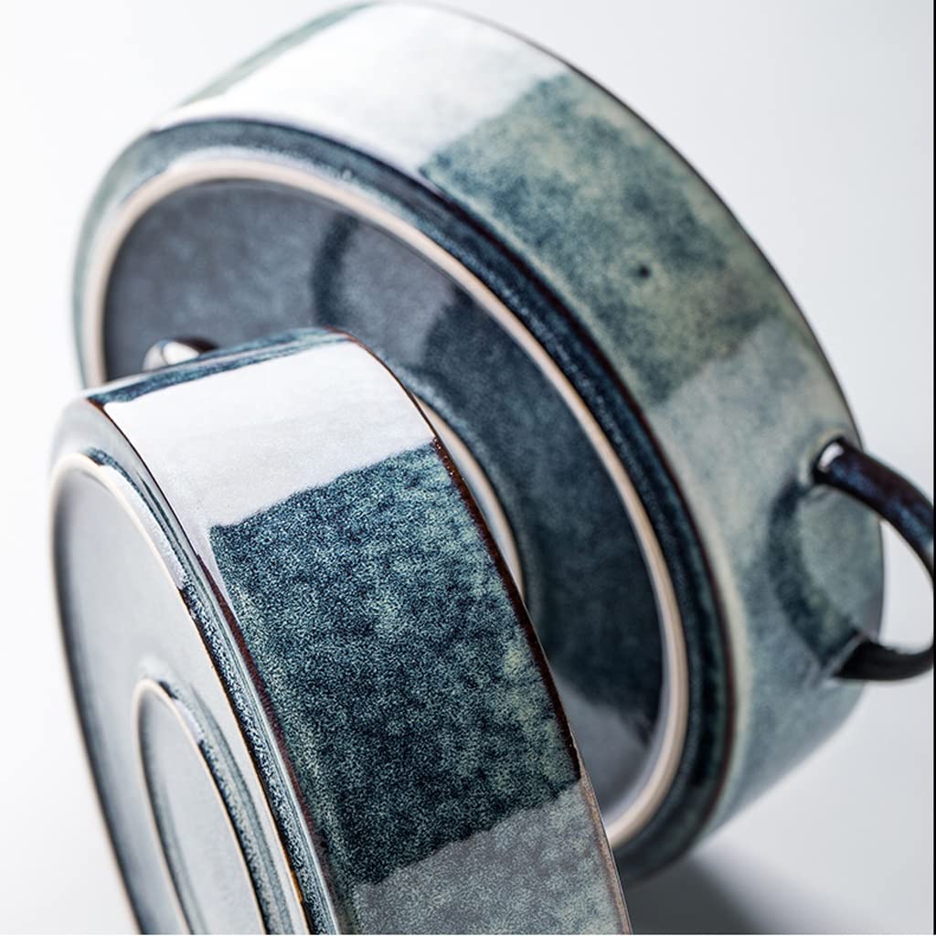 Talerze obiadowe Talerz z podwójnym uchem Ceramiczny talerz do zupy Głęboki talerz Domowy talerz na warzywa Talerz śniadaniowy Retro Duży talerz na zimne dania(B2pcs)