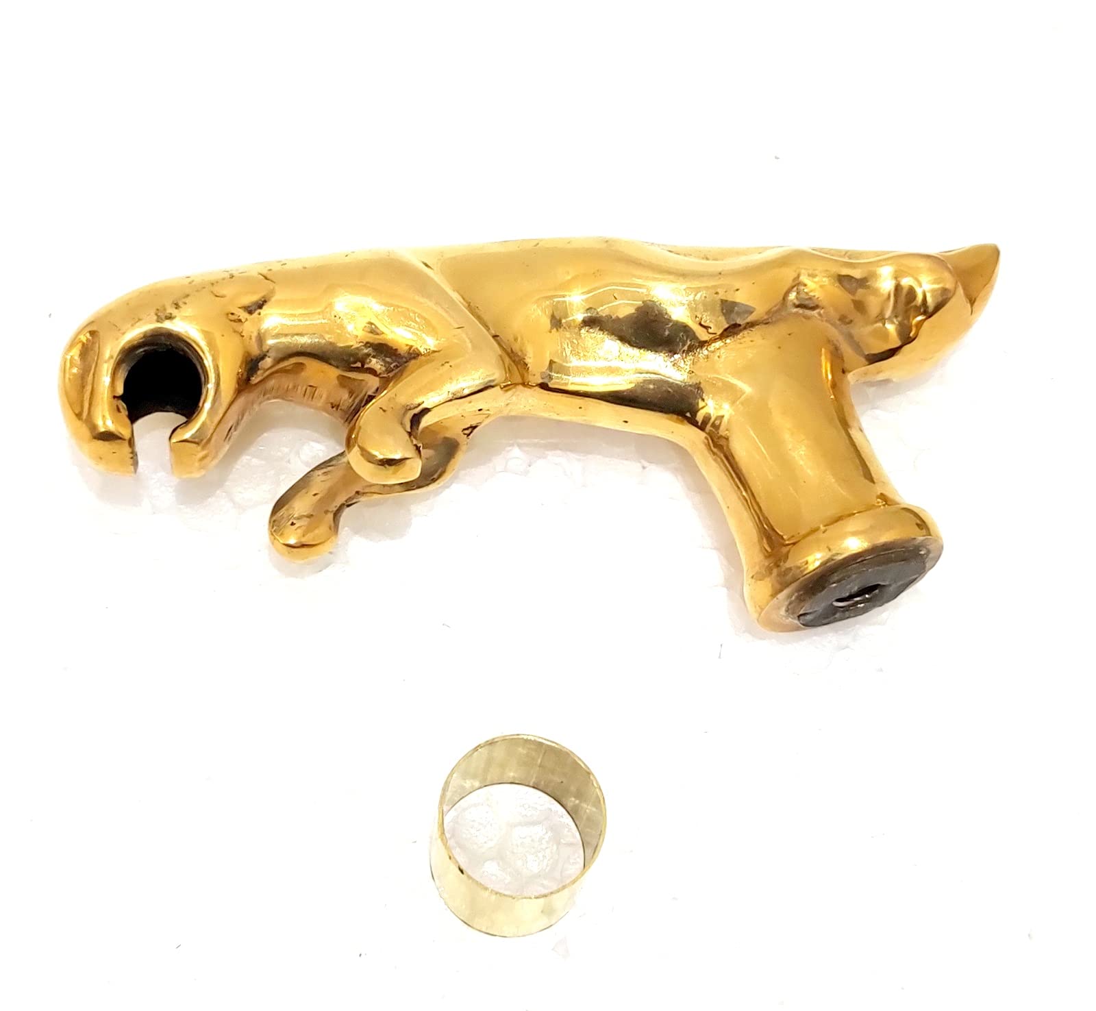 Vimal NauticalVimal Nautical Golden Polish Size 5 Inch Long Brass Jaguar only Handle Cane Walking Stick Cane 100 % Pure Metal Solid Brass