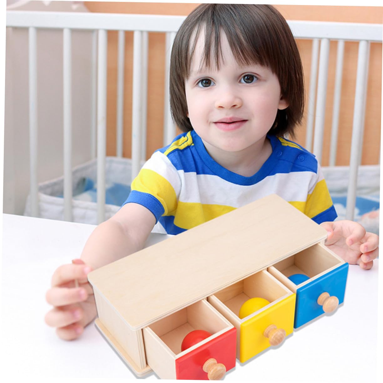 Giocattolo Didattico Cassetto a Sfere Rotonde a 3 Cassetti 1 Pezzo | Aiuto Didattico Precoce, 0-3 Anni, Educazione Genitore-Figlio, Giocattolo Educativo per L’Apprendimento Iniziale