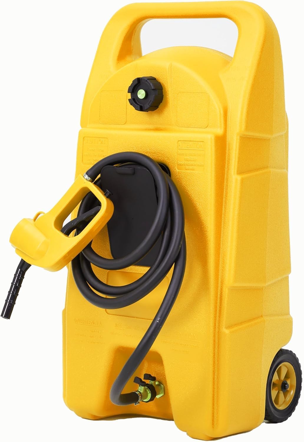 Heavy-Duty 15 Gallon Portable Gasoline Transfer Tank with 10FT Manual Siphon Pump, Leak-Proof Fuel Caddy on Wheels for Lawn Mowers, Tractors, Boats, Snow Blowers, Generators - Yellow