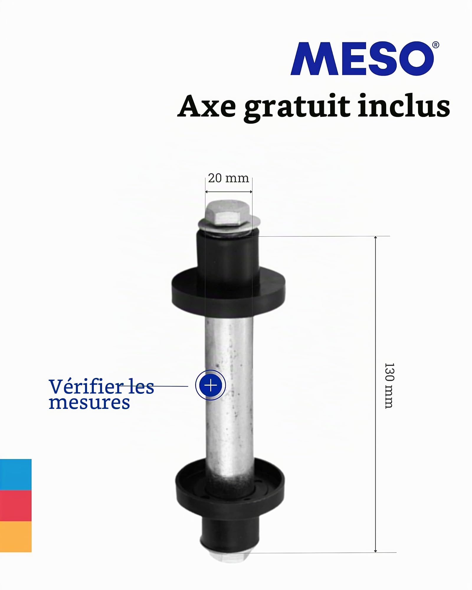MESO® Roue de brouette 4.80 4.00-8 Ø 400 mm avec axe-Caoutchouc plein,roue de brouette increvable PU-Chariot de jardin-Roue rechange avec pneu caoutchouc plein et jante plastique-Capacité charge 200kg