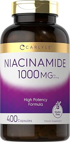 Carlyle Niacinamida 1000 mg | 400 Cápsulas | Fórmula de alta potencia | Suplemento sin OMG, sin gluten