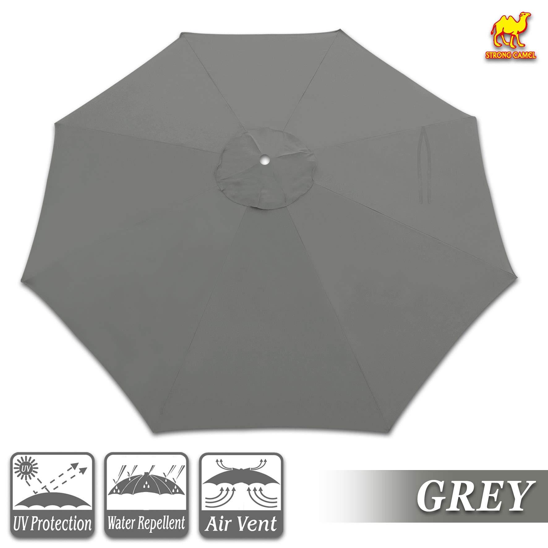 Strong CamelReplacement Cantilever hanging Umbrella Canopy for 10ft 8 ribs in (Canopy Only) (Grey)