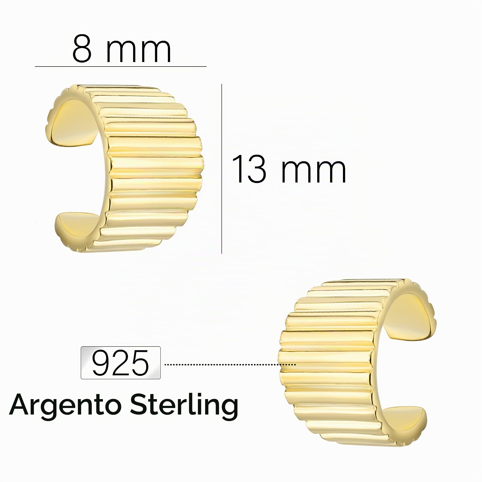 SOFIA MILANI - Orecchini da Donna in Argento 925 - Ear Cuff a Coste