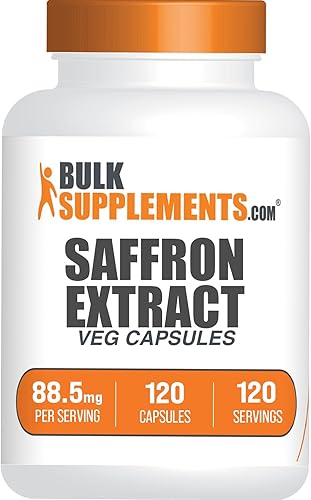 BulkSupplements. com Cápsulas de extracto de azafrán  Suplementos de azafrán, extracto de azafrán 88.5 mg  Vegano y sin gluten  1 cápsula por disponible en Yaxa Costa Rica