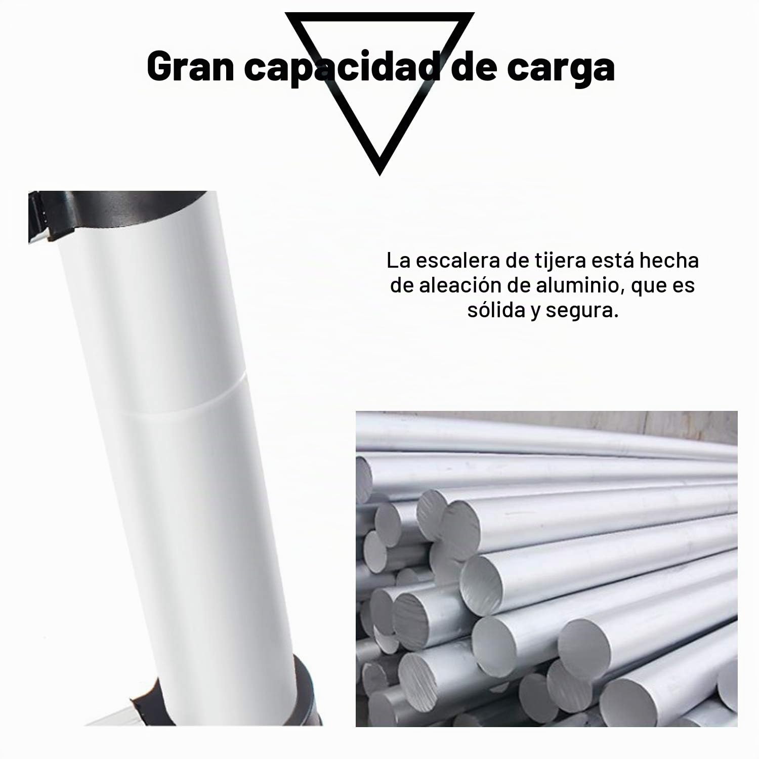 Lospitch 5m Escalera Telescópica, Escalera de Aluminio Plegable Antideslizante Extensible multifunción, Escaleras de Uso múltiple - Plegable (2,5 + 2,5 M) Carga máxima: 150 kg, Plata
