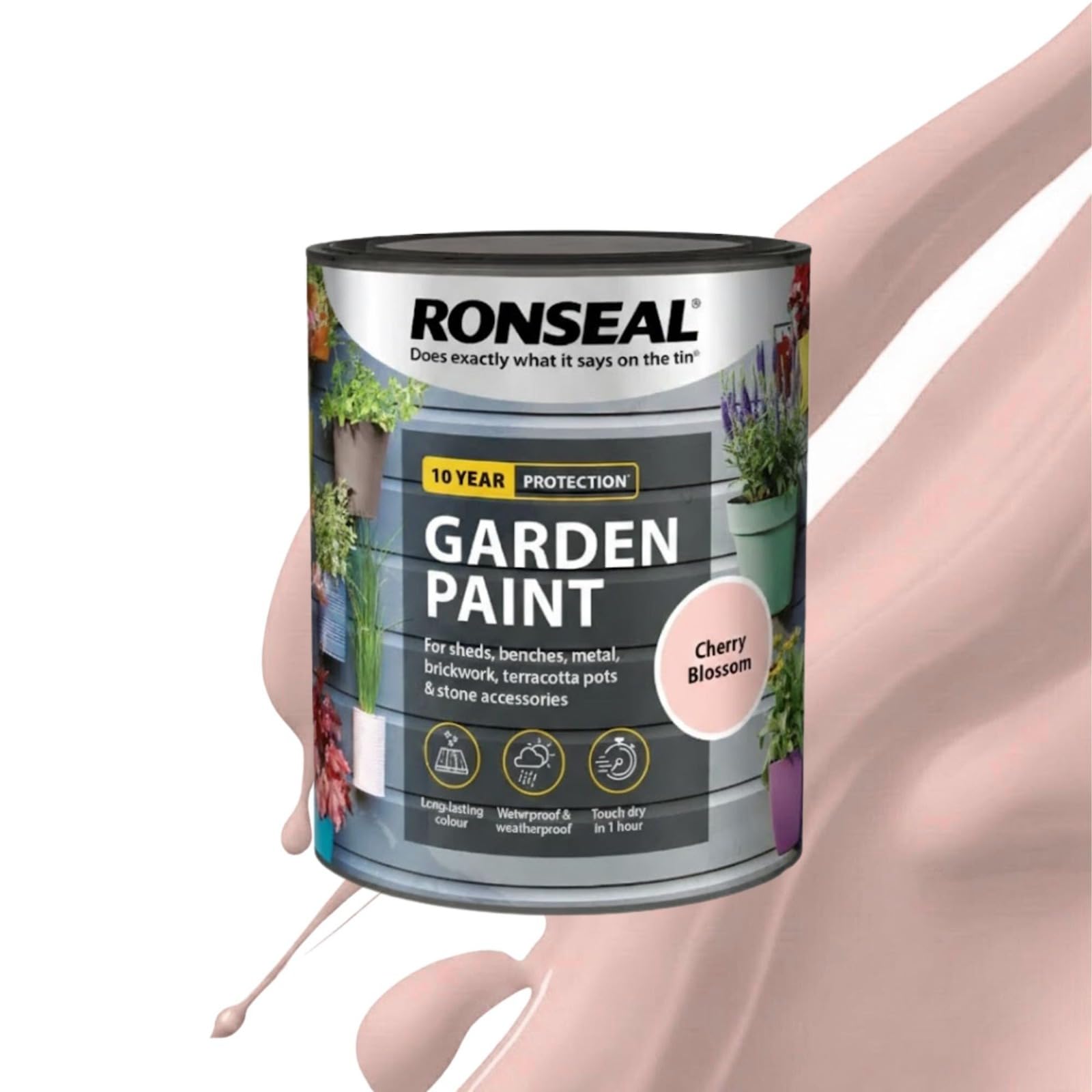 Milena Cherry Blossom Garden Paint 250ml, Water Based Wooden Paints, Fast Drying Matt Finish, Long Lasting Fade Resistance Fence Paint, DIY Colour for Brick, Flower Pots (Cherry Blossom, 250 M L)