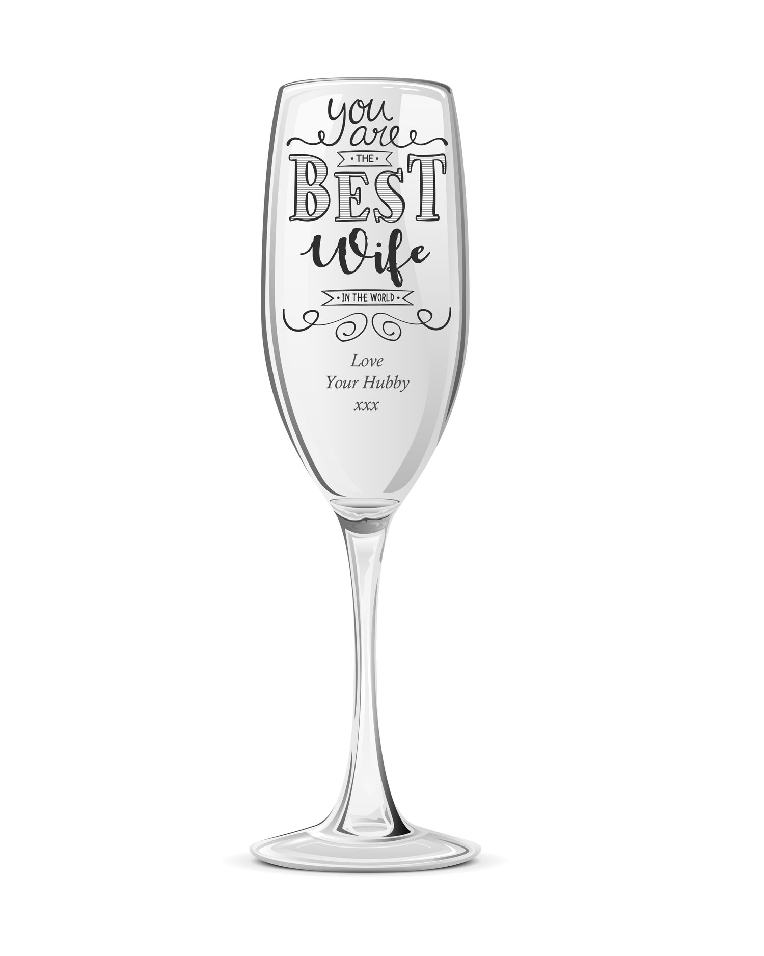 Ukgiftstoreonline Transparent Gift For Wife Personalised Engraved Champagne Prosecco Glass Flute