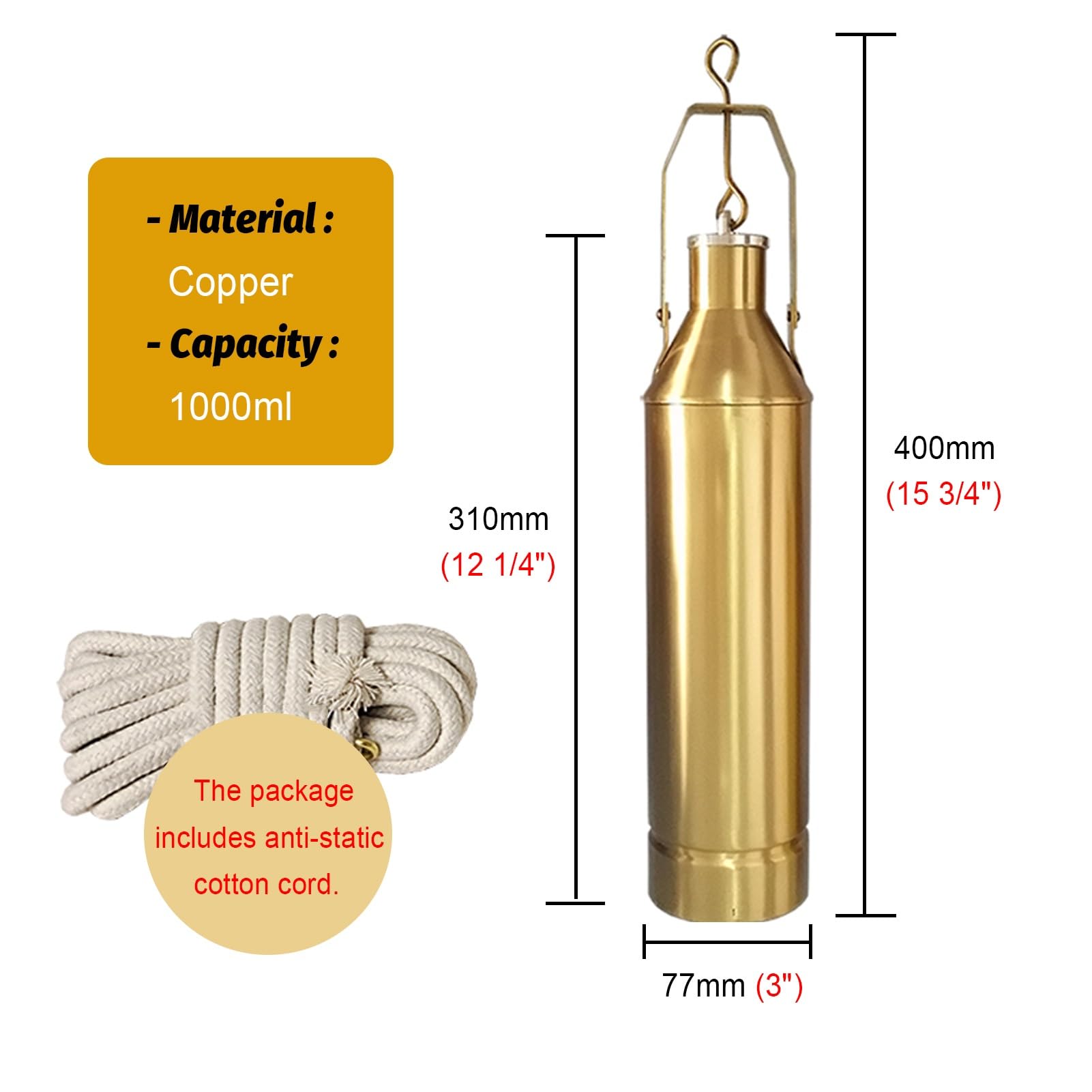 Campionatore di Olio Campionatore di Petrolio, Flacone di Campionamento con Corde, Kit Tazza Campionatore Liquidi Petroliferi, Contenitore di Raccolta Campioni Serbatoio Petrolio Petrolchimico(1000ml,