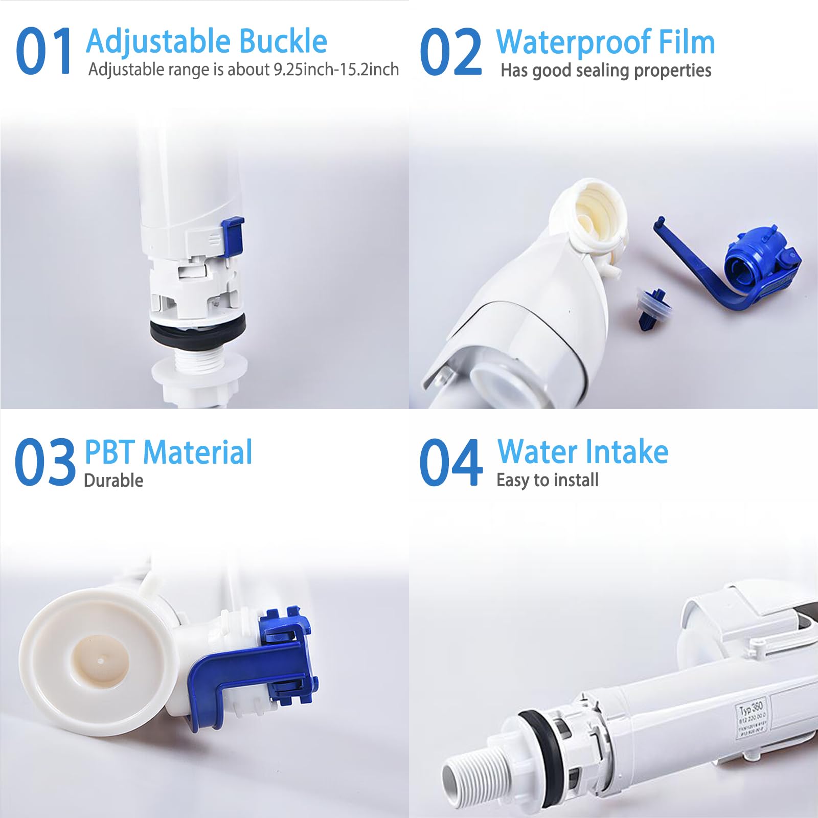 Kit de repuesto de válvula de llenado de inodoro ajustable, piezas de reparación de válvula de entrada universal con tubo de repuesto compatible con Geberit