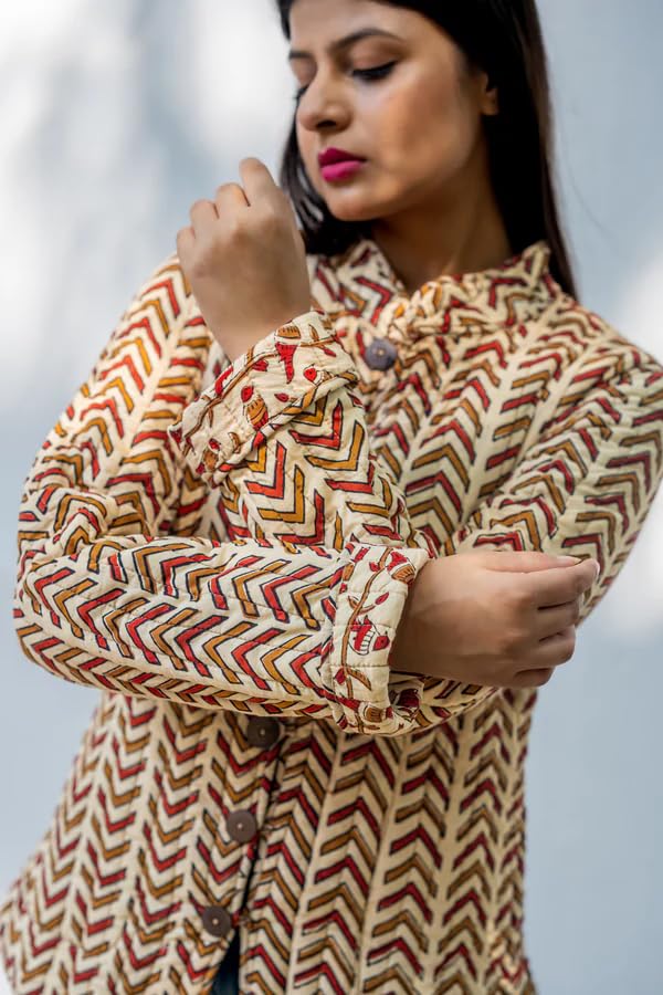 Image of Jackets for women | Cotton Quilted Reversible Short Jacket | Double Sided Warm Outerwear Coat for women |Jacket for women winter wear