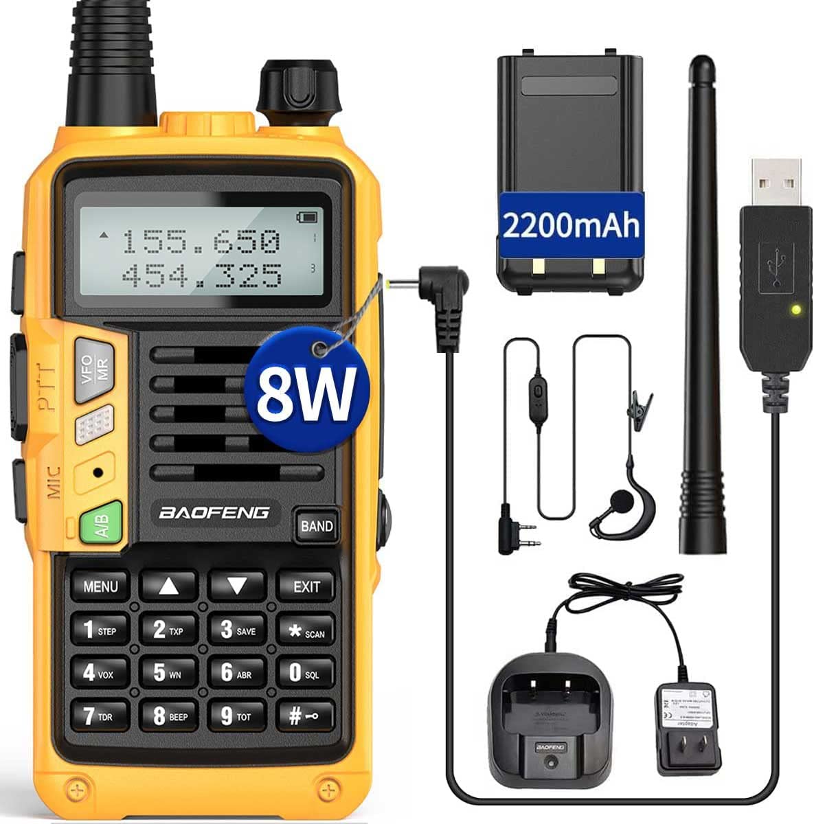 Diagram showing USB Charge Port, Call Key, Accessory Jack, and MONI Key on the radio