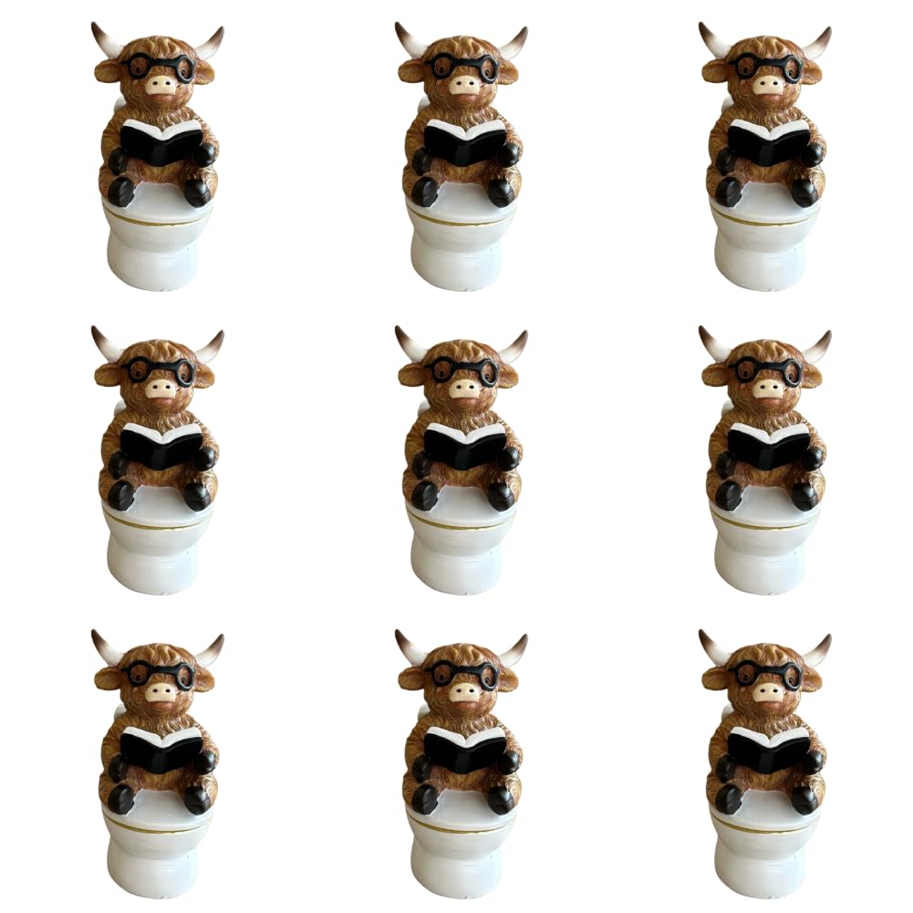 Kexpery Resin Highland Cow Vintage Decoration Statue for Bathroom and Minimalist Home