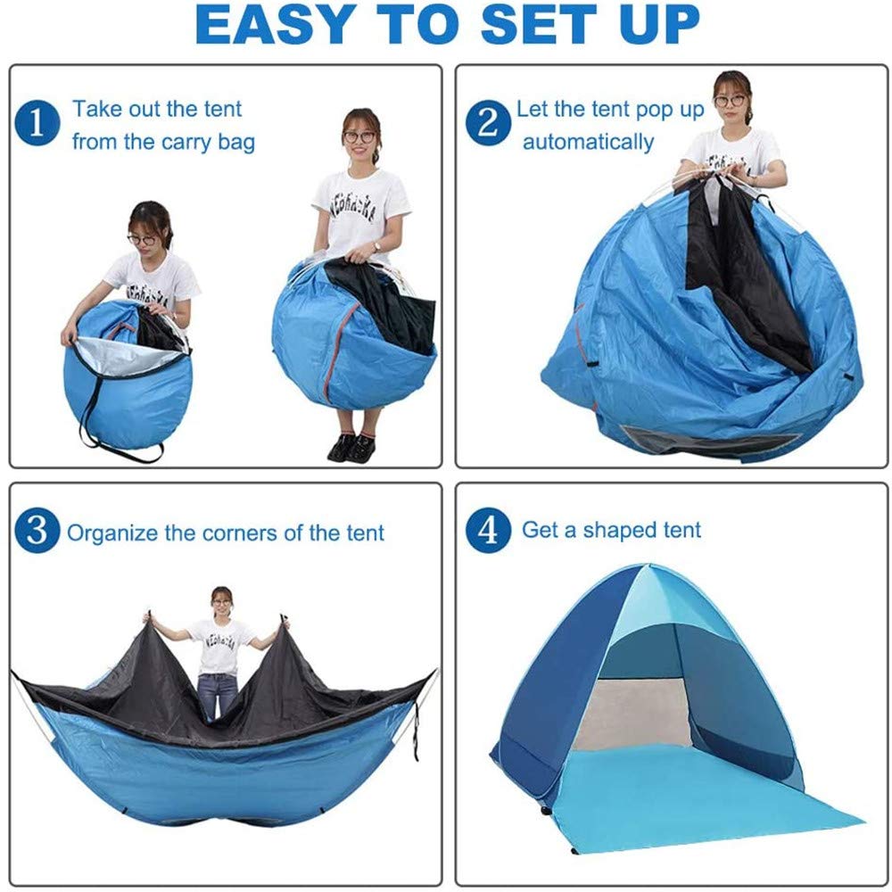 Tende Pop-up, Tende da Campeggio sulla Spiaggia, Tende Pieghevoli per Esterni Resistenti Ai Raggi UV, Leggere E Impermeabili, Come Tende da Sole per Le Case dei Bambini E I Giardini Blu - Ray