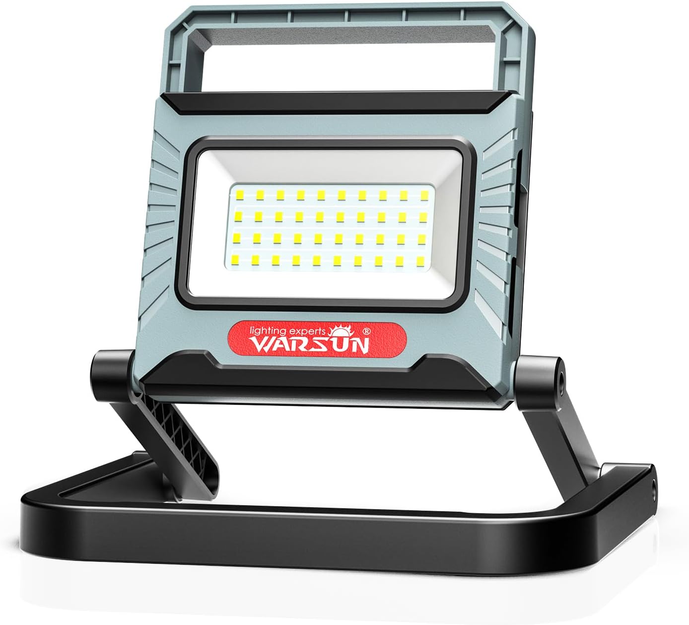 WARSUN LED Work Light Rechargeable Folding Flood Light 2200 Lumen Super Bright Portable Trouble Lights 8000mAh 360 Rotatable Stand Adjustable Mechanic Grey LED Worklight for Car Repair