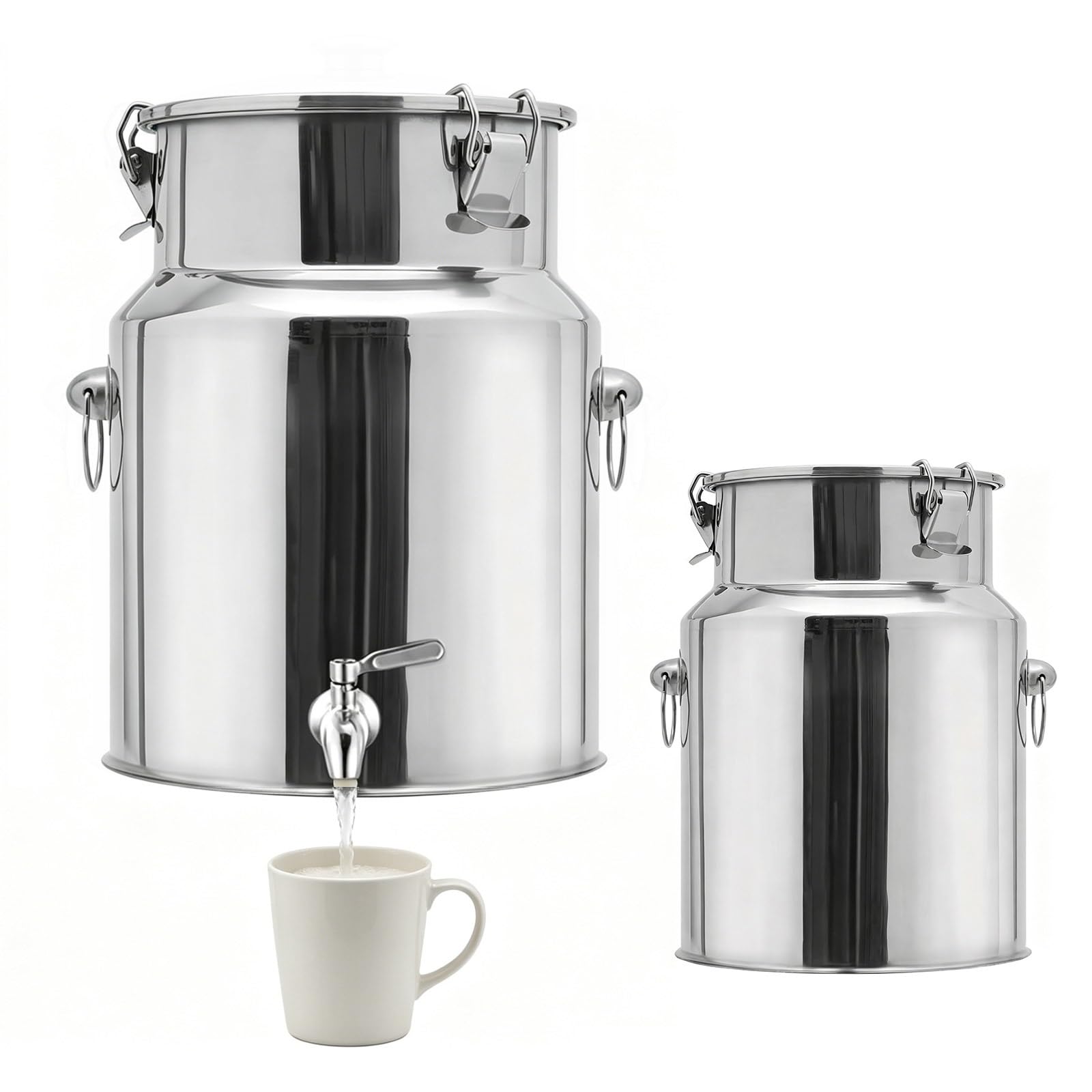 Fusto Birra 5l 10l 15l 20l 30l 50l in Acciaio Inox con Rubinetto, Contenitore per Olio e Liquidi, Bidone Uso Alimentare con Tappo Salvagoccia(With Spigot,8L/2.11Gal)
