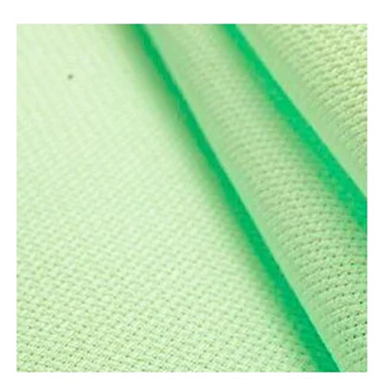 Kreuzstich Stoff 14-Karat-Farbkreuzstich-Stoff, Leinwand, kleines Gitter, weiße Farbnaht-Stickerei Stick Stoffe Baumwolle(Light Green,14CT_50-150)