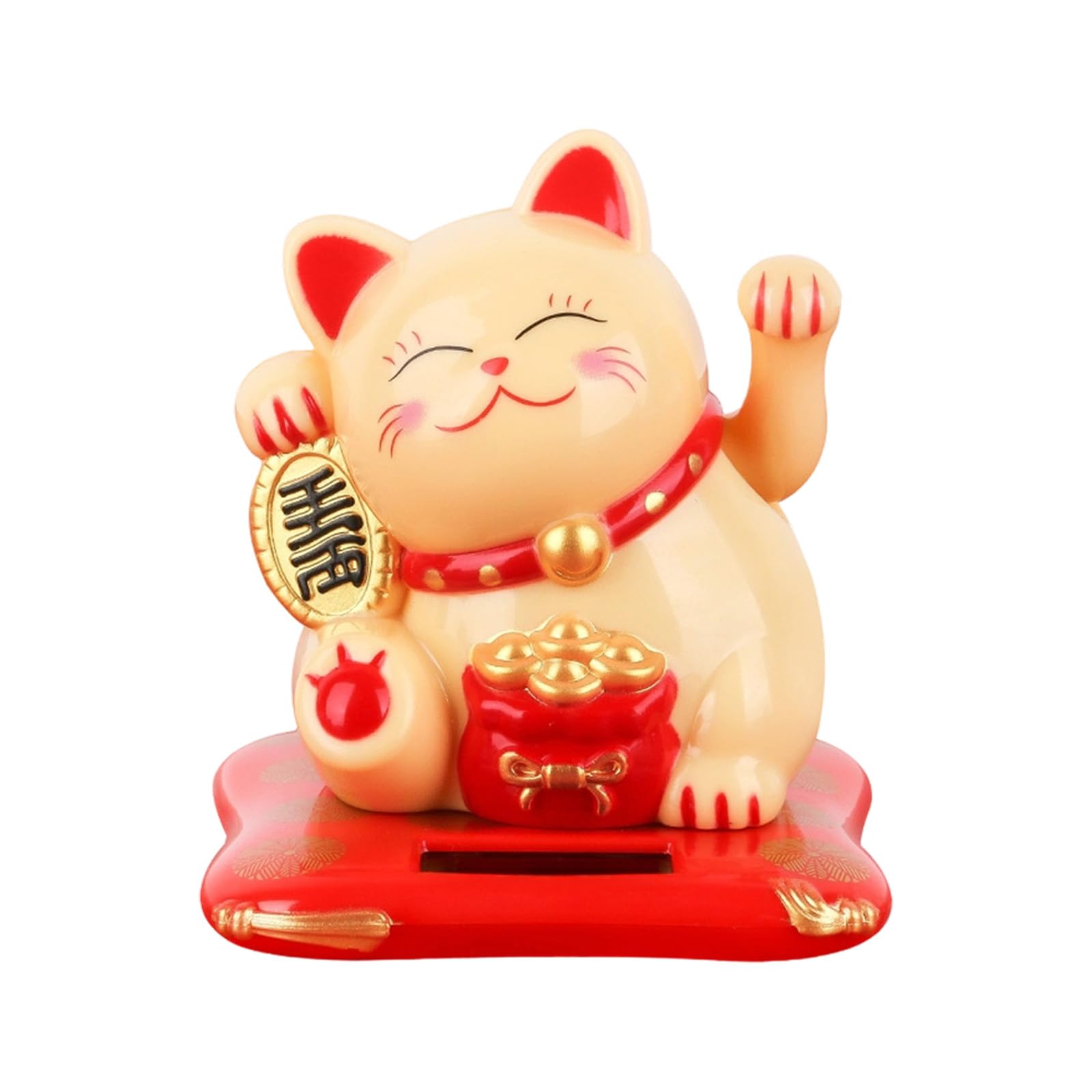 Tsophreniq Battery Complimentary Solar Power Waving Puss Statue Vehicle Interior Decoration Item Compact Celebratory Cultural Present Solar Successful Puss Car Decoration