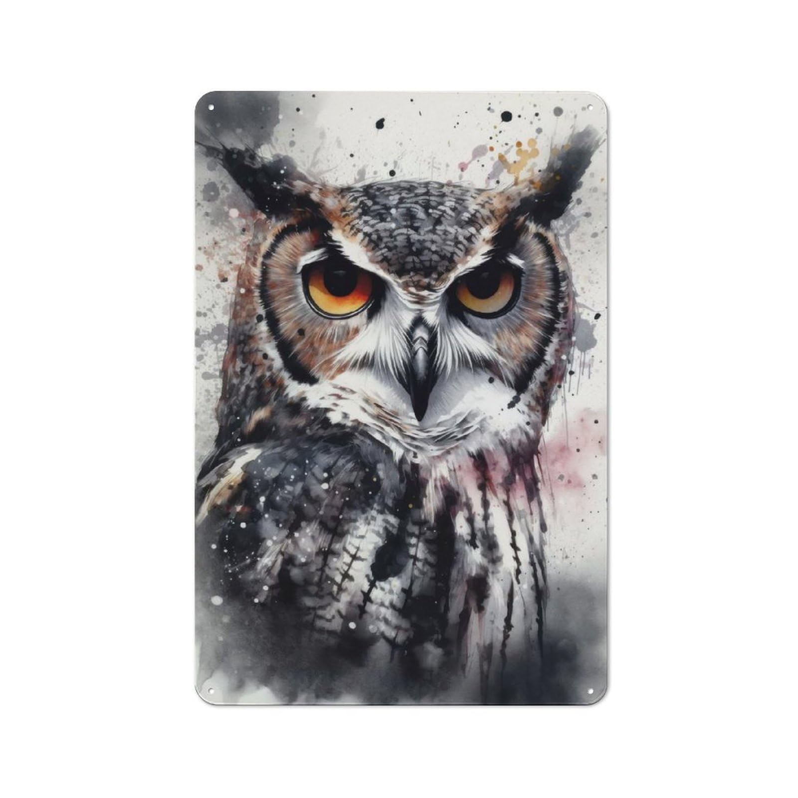 Junmoney Owl Beauty Black Ink Simple Retro Tin Sign 30X20cm, Office Wall Decor For Hobby Room, Office, Lounge Or Living Room