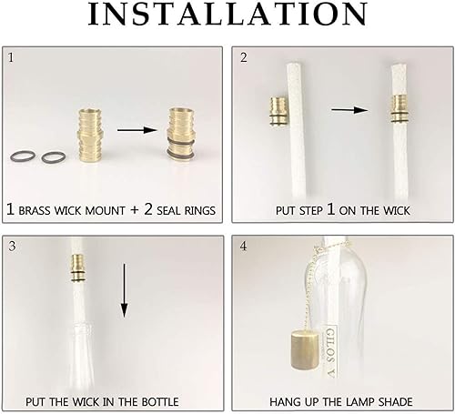 Miniatura 7 de Kit de antorcha para botella de vino, kit de herramientas de repuesto para lámparas de aceite, 4 mechas de antorcha de larga duración, cubierta de